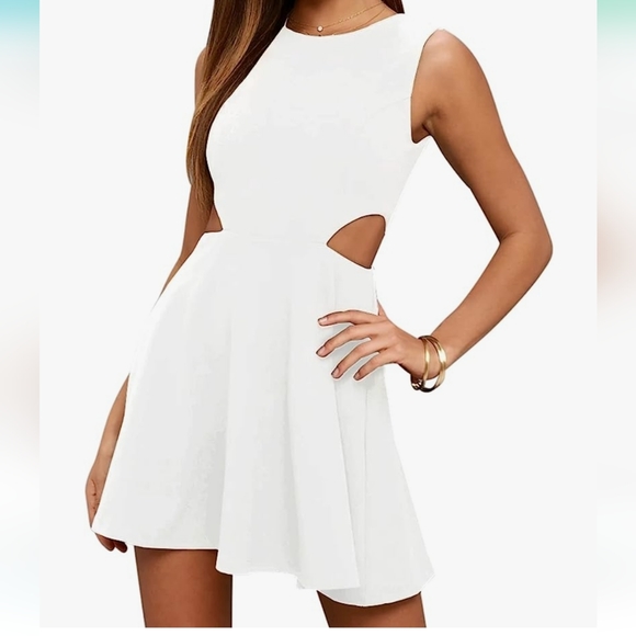 NWT BELONGSCI Womens Sleeveless Cutout A Line Cocktail Party Mini Dress sz med - Picture 2 of 9